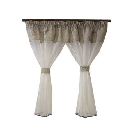 Perdea Velaria organza alba si tafta gri, 180x120 cm [1]