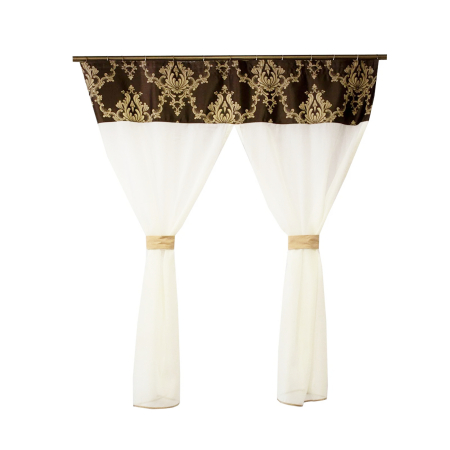 Produse - Perdea Velaria in ivoire cu tafta baroc maro, 285x150 cm