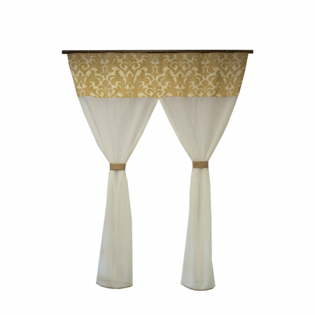 Perdele bucatarie - Perdea Velaria in ivoire cu tafta baroc bej, 135x185 cm
