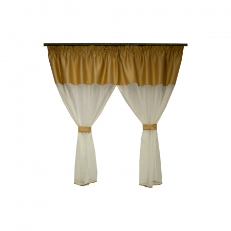 Perdele bucatarie - Perdea Velaria ivoire cu tafta cappuccino, 225x150 cm