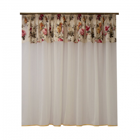 Perdele unicat - Perdea Velaria in ivoire cu flori, 245x200 cm