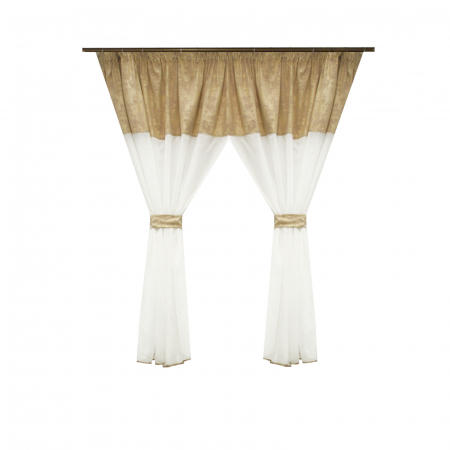 Perdele bucatarie - Perdea Velaria  in ivoire si asos bej, 330x145 cm