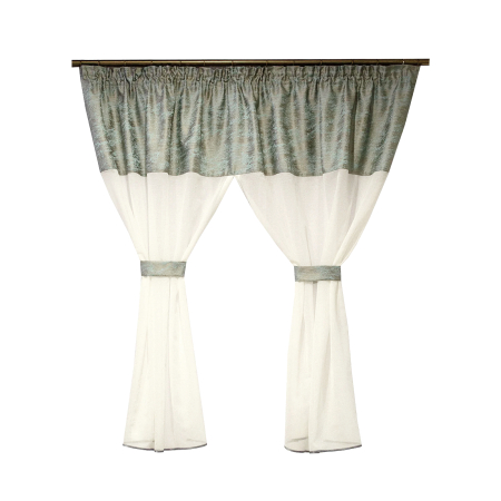 Perdele Outlet - Perdea Velaria in ivoire si tafta turcoaz, 190x150 cm