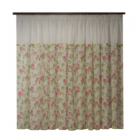 Perdele bucatarie - Perdea Velaria in ivory cu flori, 460x155 cm