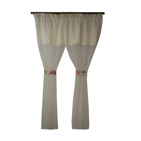 Perdele bucatarie - Perdea Velaria voal ivoire cu in ivoire, 135x150 cm