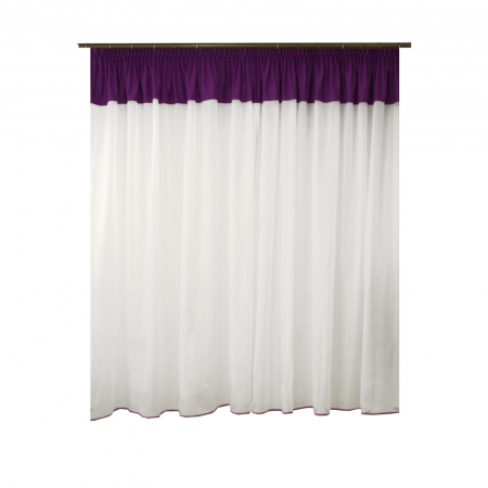 Perdea Velaria voal alb cu suet mov, 350x165 cm [1]
