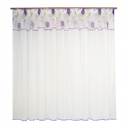 Perdele balcon - Perdea Velaria voal alb cu imprimeu, 420x180 cm