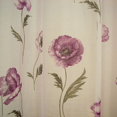 Perdea Velaria in alb cu maci mov, 220x160 cm [1]