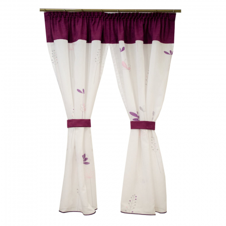 Perdea Velaria batist cu flori mov, 155x165 cm [0]