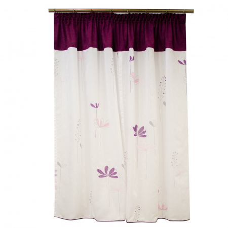 Perdea Velaria batist cu flori mov, 155x165 cm [1]