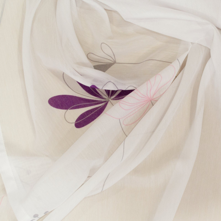 Perdea Velaria batist cu flori mov, 155x165 cm [2]