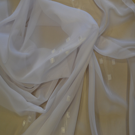Perdele la oferta - Perdea Velaria voal alb cu trei patrate, 125x245 cm