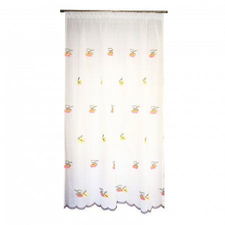 Produse - Perdea Velaria inisor alb cu imprimeu mere, 145 x 220 cm