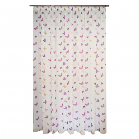 Perdele - Perdea Velaria in alb cu fluturi mov, 340x260 cm