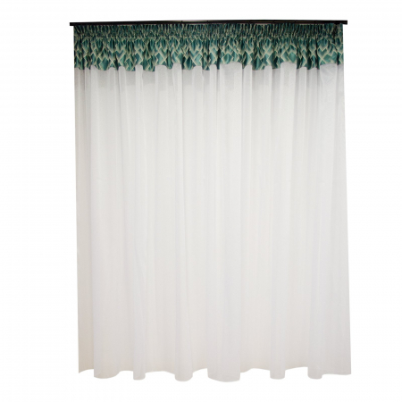 Perdele bucatarie - Perdea Velaria alba cu romburi turcoaz, 380x190 cm