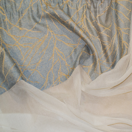 Perdea Velaria ivoire si tafta gri, 200x145 cm [1]