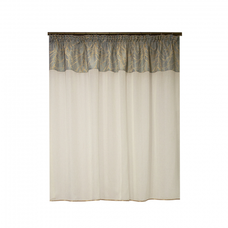 Perdele bucatarie - Perdea Velaria ivoire si tafta gri, 200x145 cm