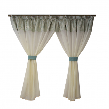 Perdele bucatarie - Perdea Velaria ivoire cu tafta menta, 320x140 cm