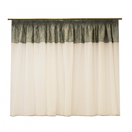 Perdea Velaria ivoire de bucatarie cu tafta turcoaz, 345x155 cm [2]