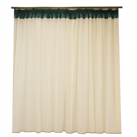 Perdele bucatarie - Perdea Velaria ivory cu model turcoaz, 380x180 cm
