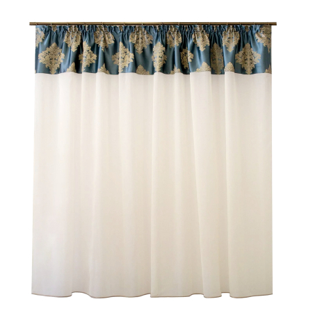 Perdele Outlet - Perdea Velaria ivory cu tafta baroc turcoaz, 235x225 cm