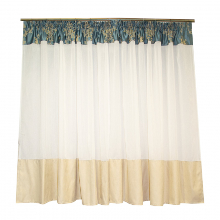 Perdea Velaria ivoire cu imprimeu turcoaz, 330x145 cm [1]