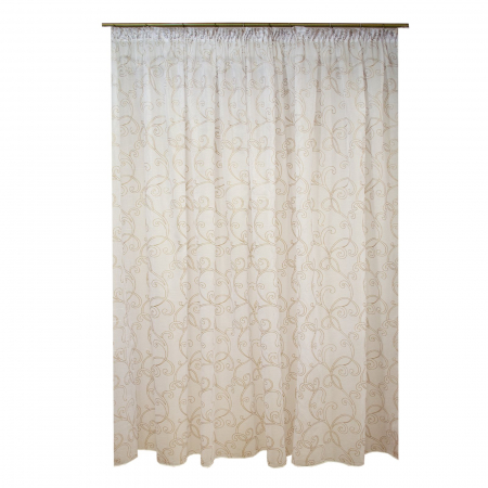Perdele moderne - Perdea Velaria in alb lucios cu imprimeu bej, 380x245 cm