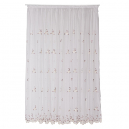 Perdele bucatarie - Perdea Velaria cu flori roz, 210x245 cm