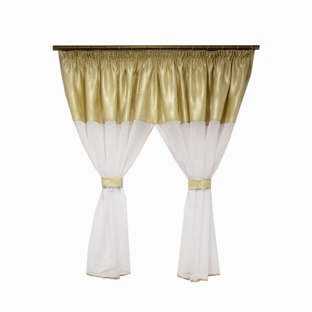 Perdele Outlet - Perdea Velaria ploita alba cu tafta aurie, 295x145 cm