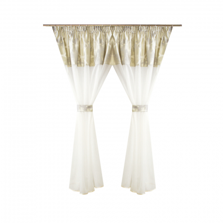 Perdele - Perdea Velaria ploita ivoire si tafta fildes, 360x155 cm