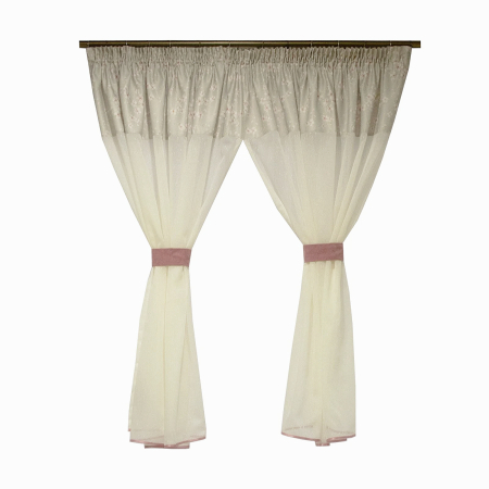 Perdele Outlet - Perdea Velaria ploita ivoire cu flori, 300x140 cm