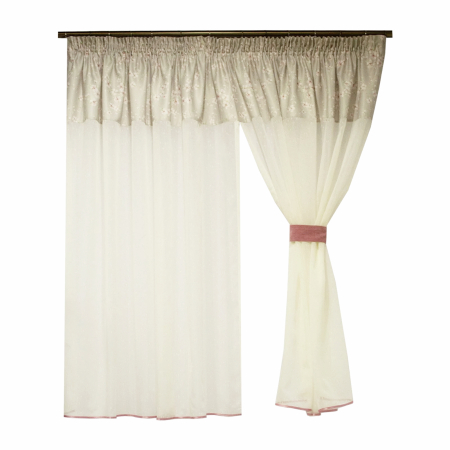 Perdea Velaria ploita ivoire cu flori, 300x140 cm [1]