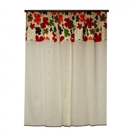 Perdea Velaria ploita ivoire cu flori multicolor cu esarfe, 265x150 cm [1]