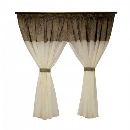 Perdele bucatarie - Perdea Velaria ploita ivoire cu tafta, 335 x 150 cm
