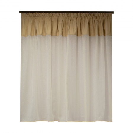 Perdele unicat - Perdea Velaria ploita ivorie cu suet crem, 230x140 cm