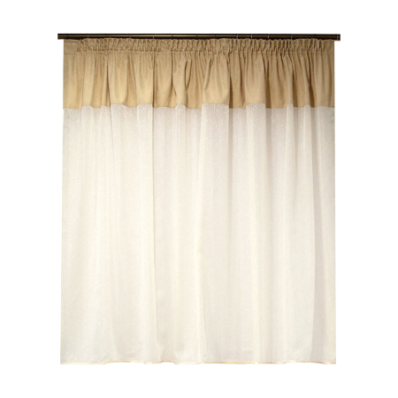Perdele Outlet - Perdea Velaria ploita ivorie cu suet crem, 230x140 cm