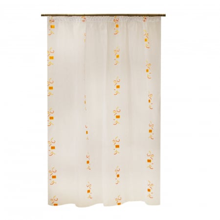 Perdele - Perdea Velaria sable alb cu model portocaliu, 190x245 cm