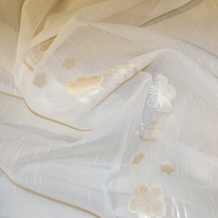 Perdea Velaria sable cu flori crem, 300x255 cm [1]
