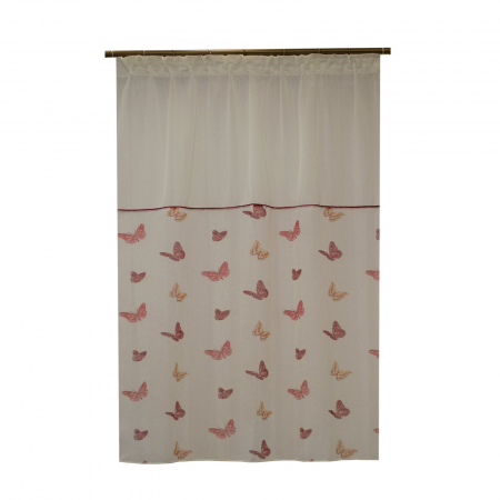 Perdele bucatarie - Perdea Velaria fluturi caramizii, 115x160 cm
