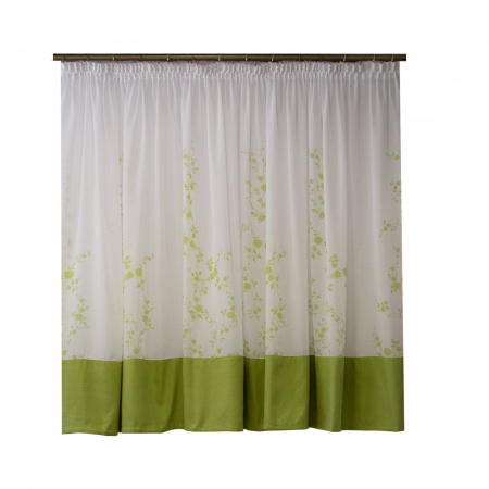 Perdele bucatarie - Perdea Velaria alba cu flori verzi, 320x150 cm