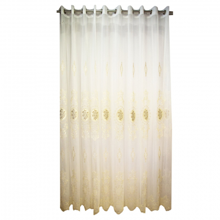 Perdele - Perdea Velaria tiul baroc ivory cu margelute, 300x255 cm