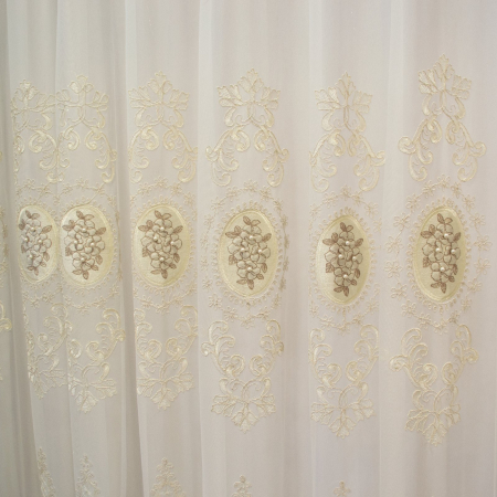 Perdea Velaria tiul baroc ivory cu margelute, 300x255 cm [1]