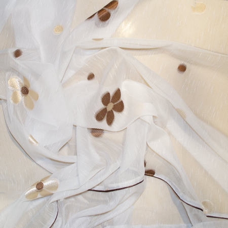 Perdea Velaria sable daisy alb cu flori wenge, 300x155 cm [1]