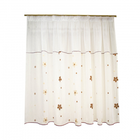 Perdea Velaria sable daisy alb cu flori wenge, 300x155 cm [0]