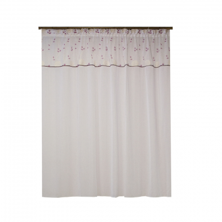 Perdele bucatarie - Perdea Velaria in alb cu flori, 180x170 cm