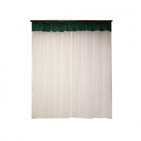 Perdele bucatarie - Perdea Velaria alba si suet turcoaz, 180x170 cm