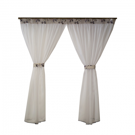 Perdele bucatarie - Perdea Velaria samba alba cu esarfe, 350x160 cm