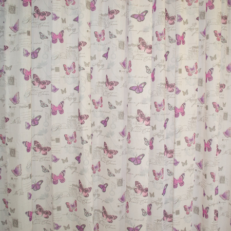 Perdea Velaria alba cu fluturi mov, 180x250 cm [3]