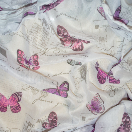Perdea Velaria alba cu fluturi mov, 180x250 cm [1]
