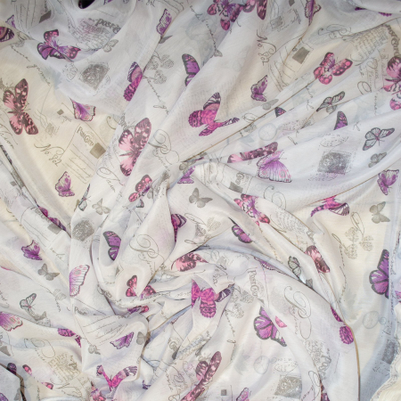 Perdea Velaria alba cu fluturi mov, 180x250 cm [2]